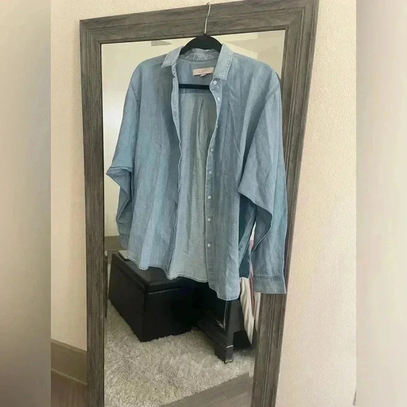 Loft blue long sleeve button up blouse - Picture 1 of 3